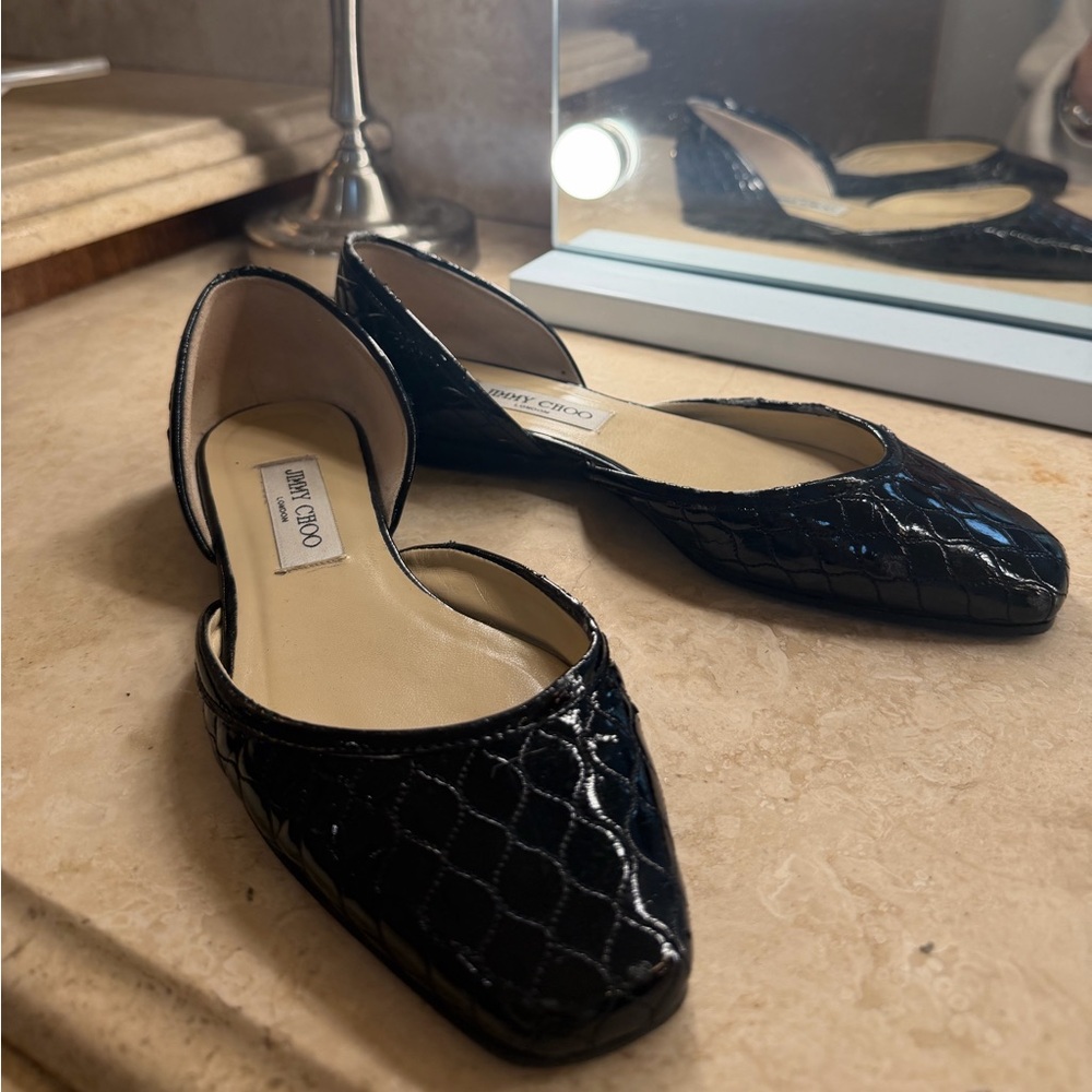 Jimmy Choo Black Quilted Flats